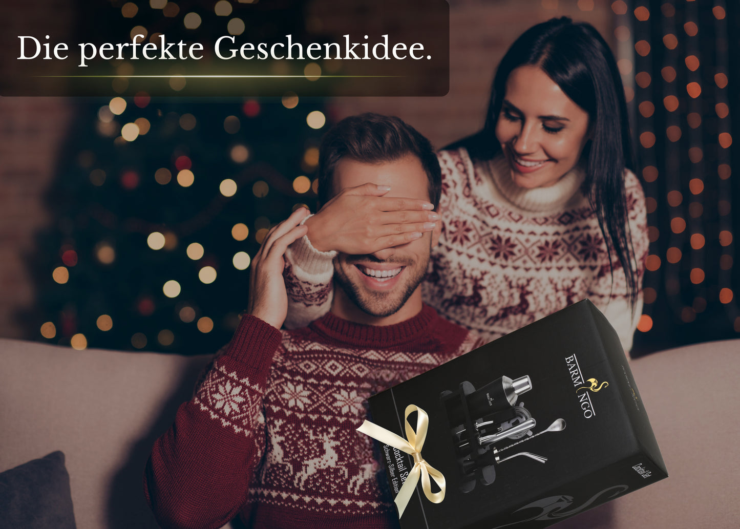 BARMINGO Cocktail Set 11-teilig | Farbe: Schwarz-Silber | 700 ml Shaker Set mit Holzständer und Barzubehör