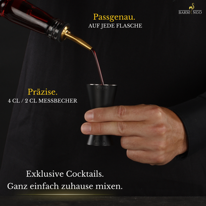 BARMINGO Cocktail Set 5-teilig | Farbe: Schwarz-Gold | 500 ml Shaker Set mit Barzubehör und Transporttasche