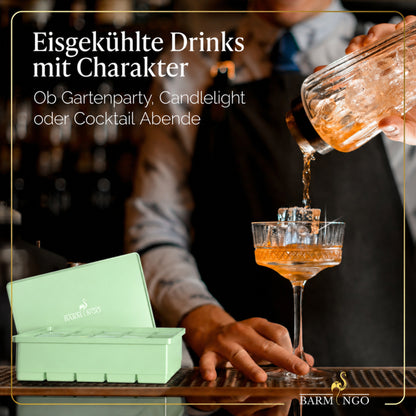BARMINGO Eiswürfelform XXL mit Deckel | 3er Set | Farbe: Grün