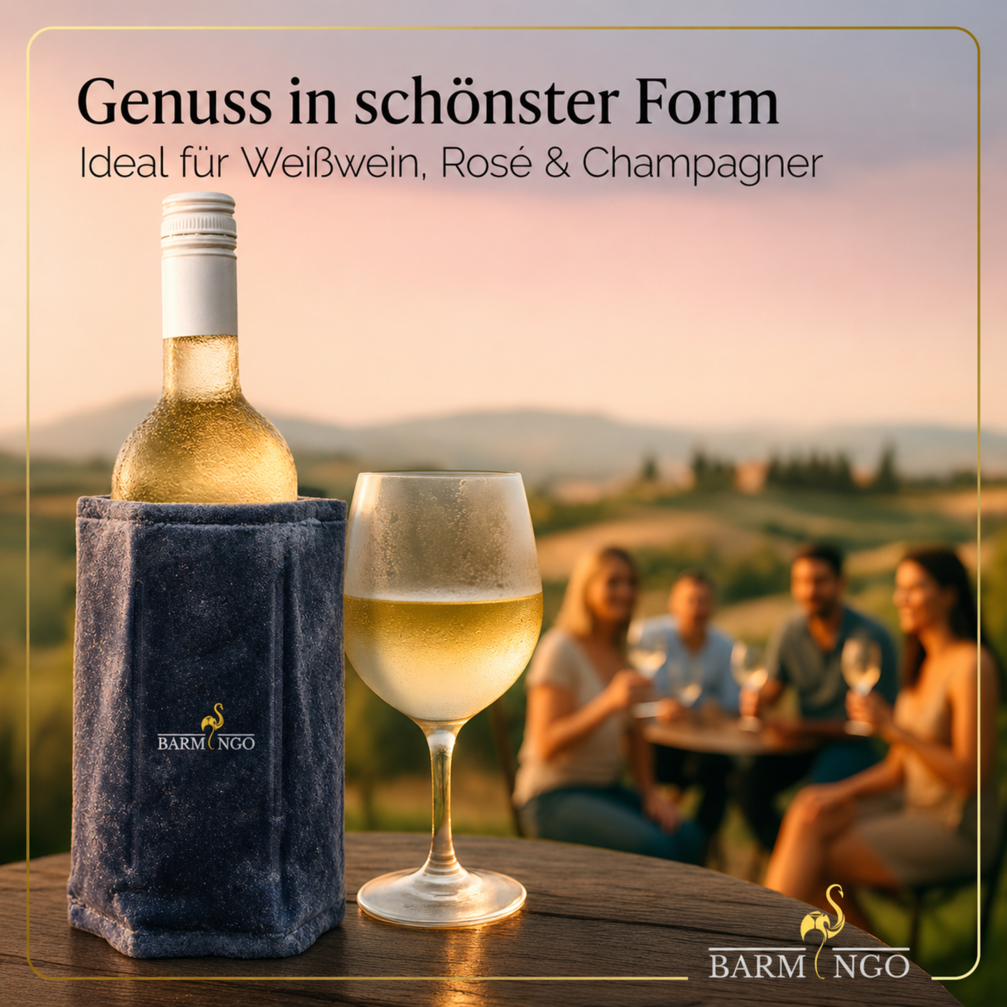 BARMINGO Weinkühlermanschetten | 2 Stück | Farbe: Schwarz | Für Wein, Sekt, Champagner