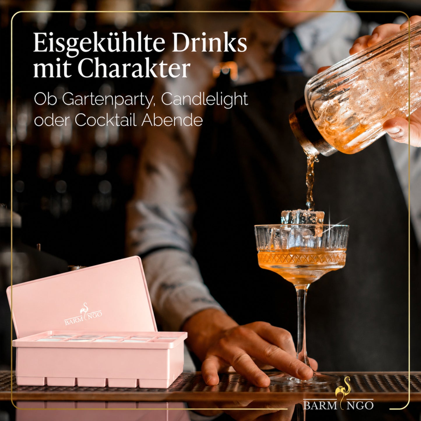 BARMINGO Eiswürfelform XXL mit Deckel | 3er Set | Farbe: Rosa