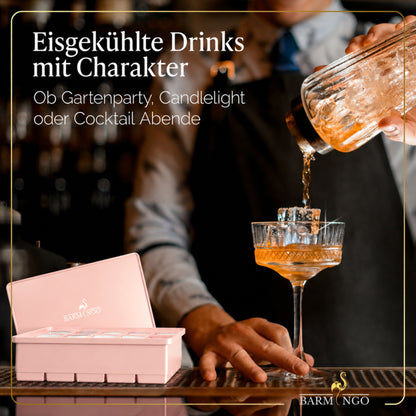 BARMINGO Eiswürfelform XXL mit Deckel | 3er Set | Farbe: Rosa